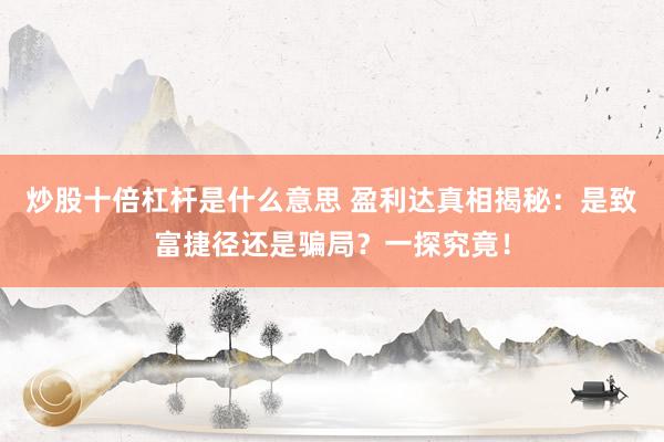 炒股十倍杠杆是什么意思 盈利达真相揭秘：是致富捷径还是骗局？一探究竟！