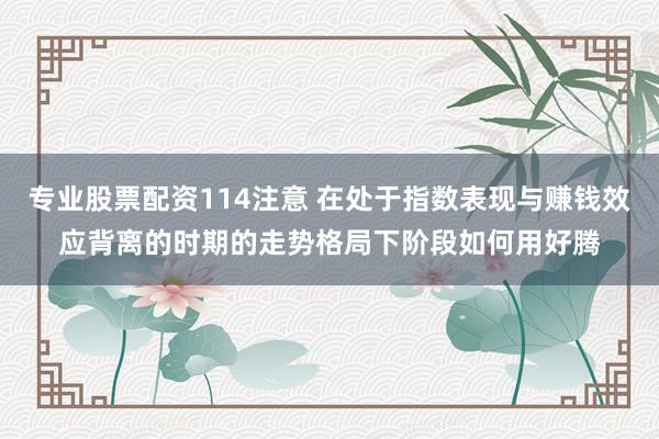 专业股票配资114注意 在处于指数表现与赚钱效应背离的时期的走势格局下阶段如何用好腾