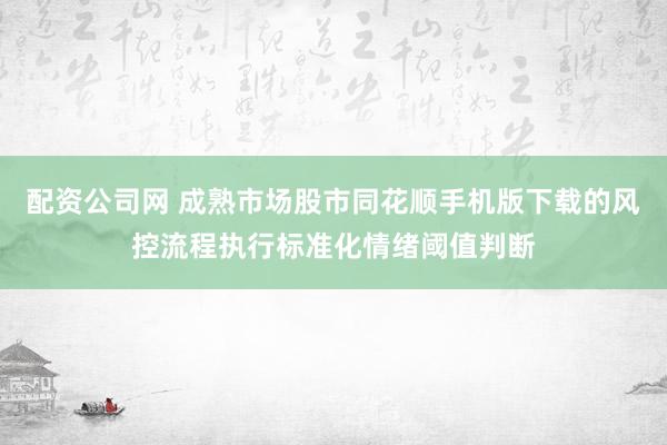 配资公司网 成熟市场股市同花顺手机版下载的风控流程执行标准化情绪阈值判断