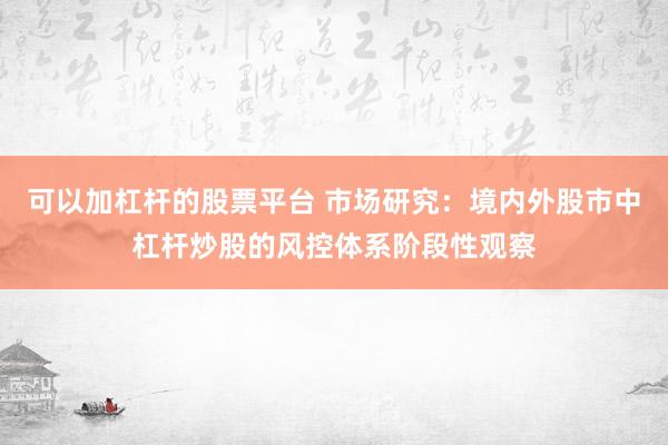 可以加杠杆的股票平台 市场研究：境内外股市中杠杆炒股的风控体系阶段性观察